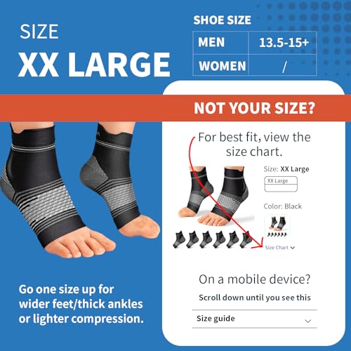 PAPLUS Plantar Fasciitis Sock (6 Pairs) for Men and Women, Compression Foot Sleeves with Arch and Ankle Support, Black, XX-Large - Image 3