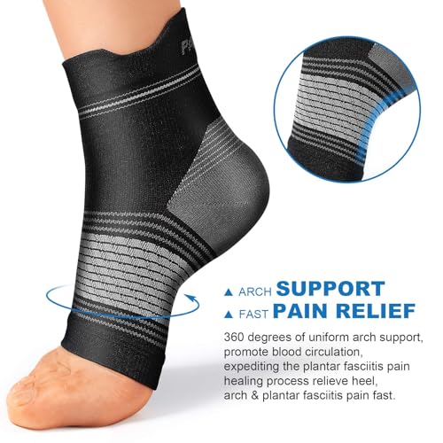 PAPLUS Plantar Fasciitis Sock (6 Pairs) for Men and Women, Compression Foot Sleeves with Arch and Ankle Support, Black, XX-Large - Image 2