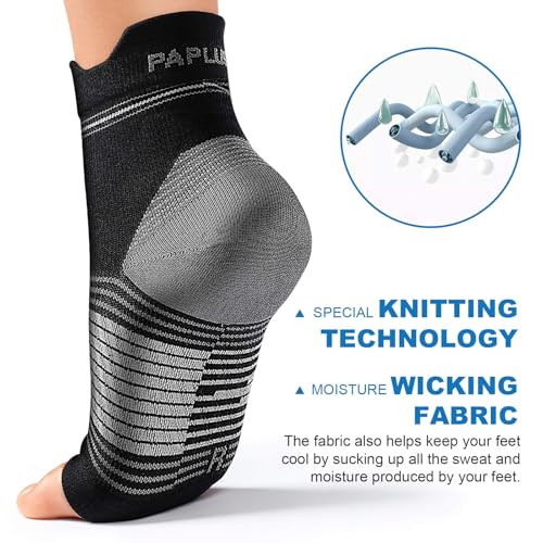 PAPLUS Plantar Fasciitis Sock (6 Pairs) for Men and Women, Compression Foot Sleeves with Arch and Ankle Support, Black, XX-Large - Image 5