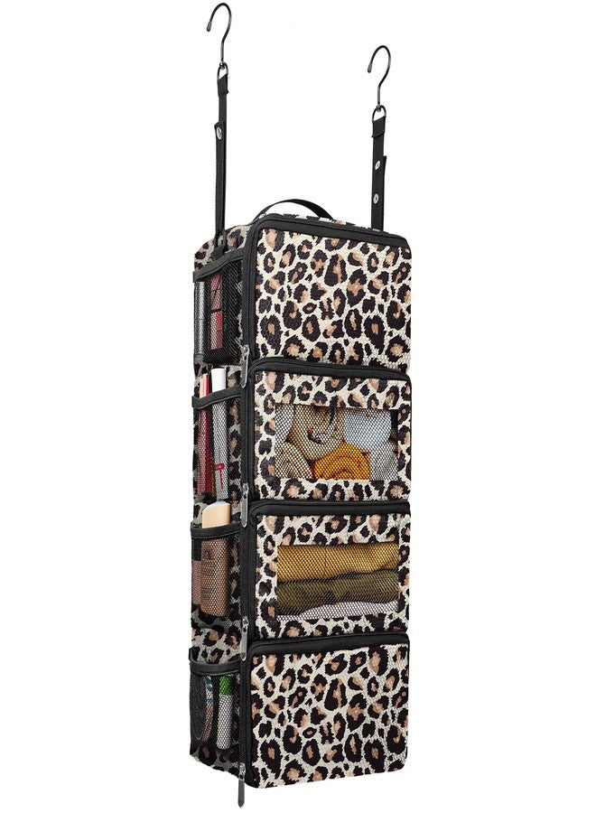Vokelater Suitcase Organizer, Travel Luggage Organizer Hanging Shelves Packing Cube Closet/Collapsible Portable Travel Organizer for Carry-on, Leopard Print-S-4 Tier, Small, Modern - Image 1