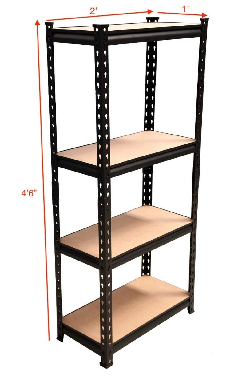 Ash  Roh Ash & Roh Metal Organizer Rack with Powder Coated Wooden Frame Adjustable, Heavy Duty Storage Shelving Rack for Multiple Uses. (4 Sections) Height 4.6 ft | Length 2 ft | Dimension 1ft - Image 2