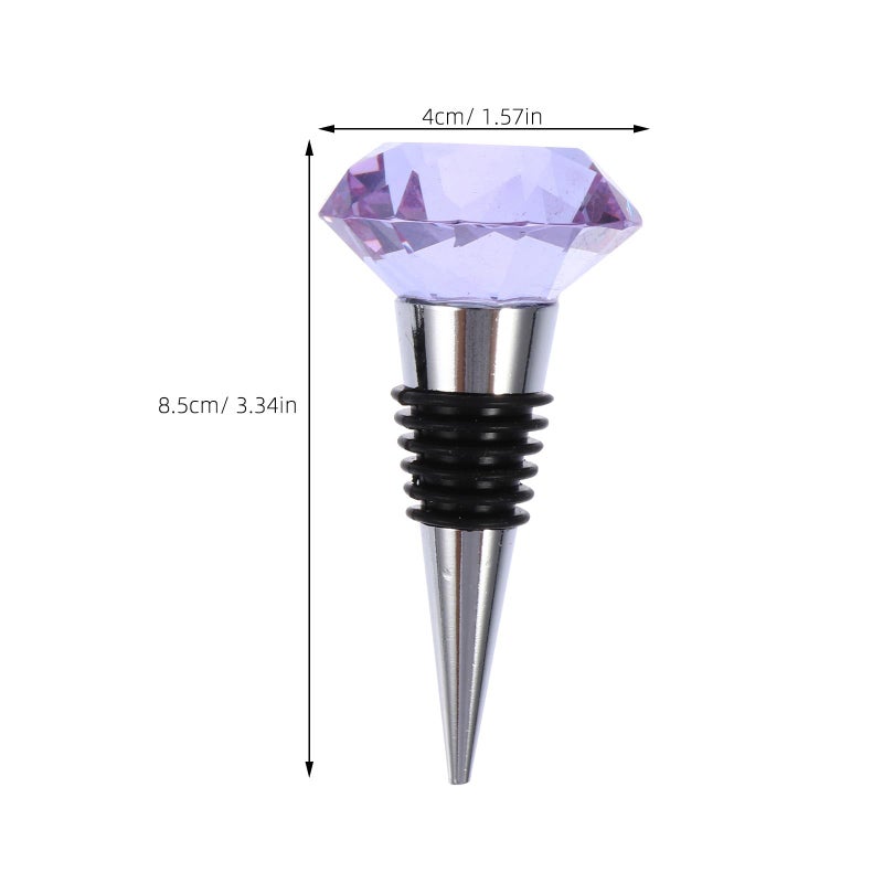 Crystal Purple Diamond Design Reusable Wine Stoppers 2 Pieces Set For Dining Room - Image 3