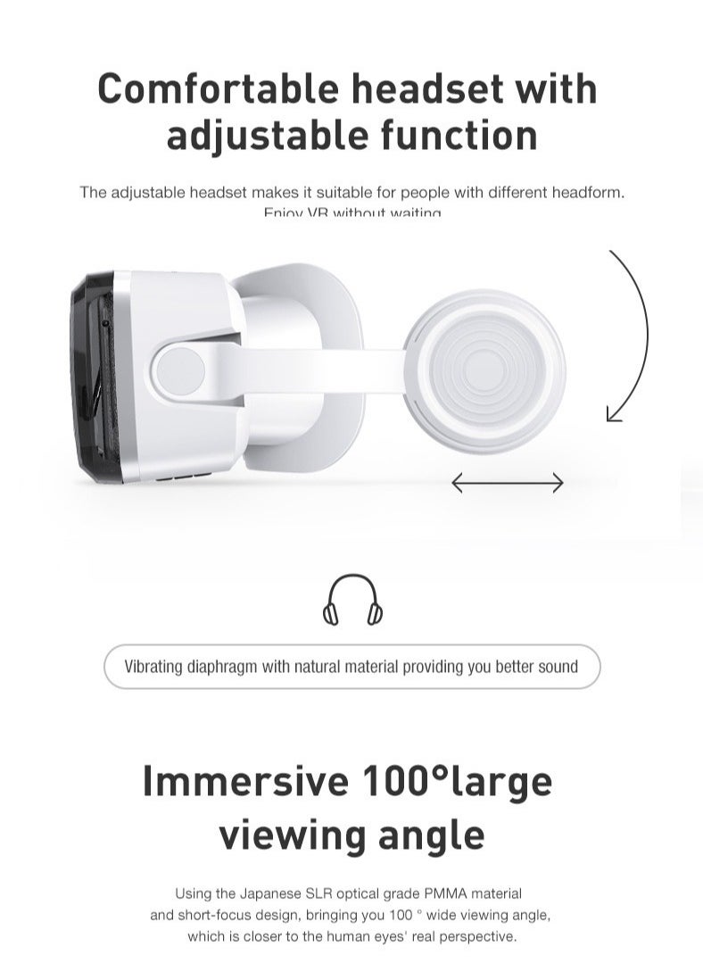 VR SHINECON - VR SHINECON Thousand Magic Mirror, VR Glasses, G04BS Bluetooth Headset Version, 3D Virtual Reality Helmet Smartphone + Y1 Joystick - Image 1