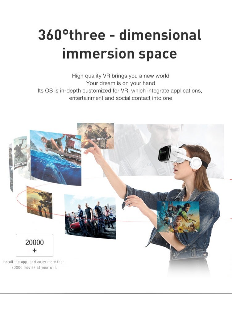 VR SHINECON - VR SHINECON Thousand Magic Mirror, VR Glasses, G04BS Bluetooth Headset Version, 3D Virtual Reality Helmet Smartphone + Y1 Joystick - Image 1