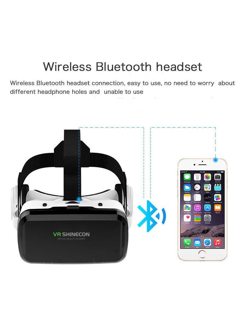 VR SHINECON - VR SHINECON Thousand Magic Mirror, VR Glasses, G04BS Bluetooth Headset Version, 3D Virtual Reality Helmet Smartphone + Y1 Joystick - Image 1