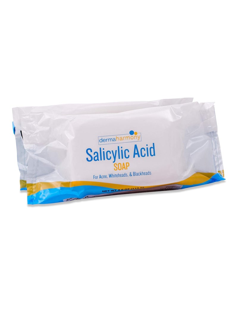 Dermaharmony 2% Salicylic Acid Soap for Acne by Dermaharmony (Two 4 oz Bars) 