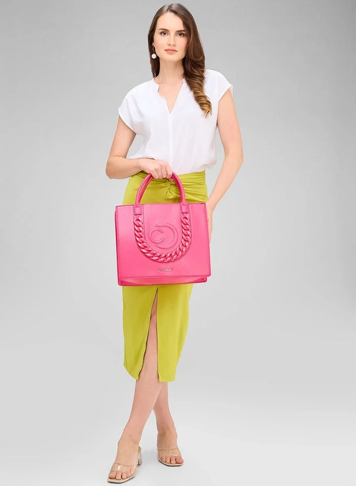 CAPRESE Caprese Roxana Tote Bag, Medium-Pink | Stylish Handbag for Women | Spacious, Versatile Office & Daily Essentials Tote | Top Zip Closure