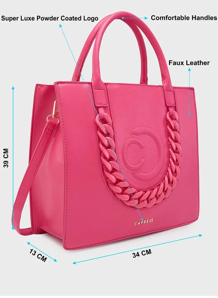 CAPRESE Caprese Roxana Tote Bag, Medium-Pink | Stylish Handbag for Women | Spacious, Versatile Office & Daily Essentials Tote | Top Zip Closure
