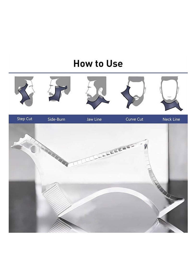 Beauenty - Men's Beard Shaping Tool Template, Beard Guide Shaper with Inbuilt Comb,Multi-liner Edges Shave for Curve/Straight/Neckline/Goatee/Sideburns - Image 1