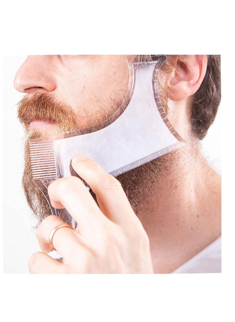 Beauenty - Men's Beard Shaping Tool Template, Beard Guide Shaper with Inbuilt Comb,Multi-liner Edges Shave for Curve/Straight/Neckline/Goatee/Sideburns - Image 1