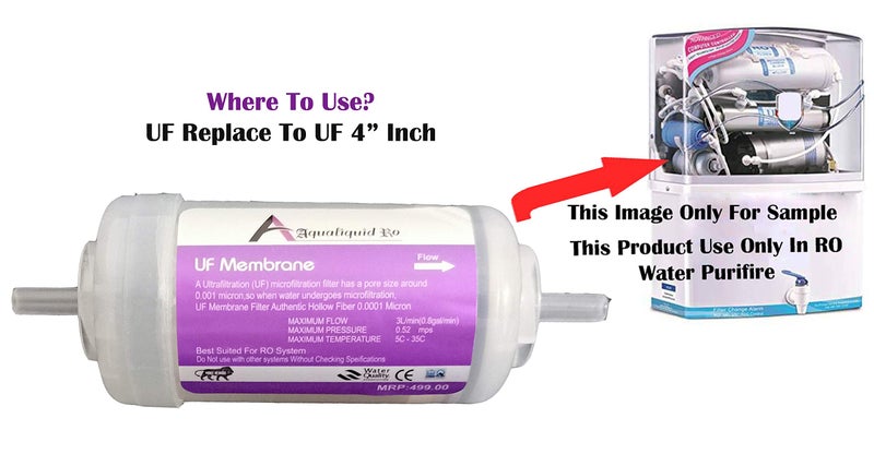 AQUALIQUID RO 4 inch UF Membrane Hollow Fiber 0.001 Micron 2 Piece Push Fit Elbow for RO Water Purifiers - Image 3