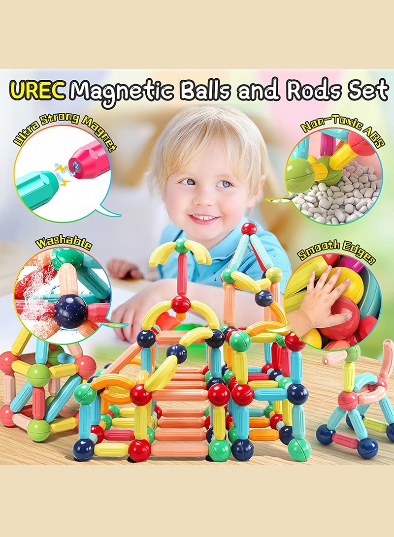 Sharpdo 64 PCS Magnetic Building Sticks Blocks Toys, Magnet Educational Toys Magnetic Blocks Sticks Stacking Toys Set for Kids 3D Magnet Building Puzzle Toys Gift for Kids Toddler Early Education Versatile - Image 3