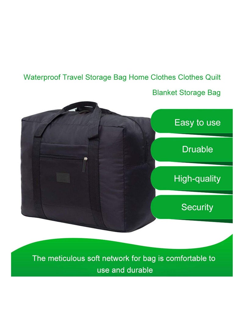 GGOOT Waterproof Travel Storage Bag Home Clothes Clothes Quilt Blanket Storage Bag Travel Luggage Organizer Bag, Black - Image 2