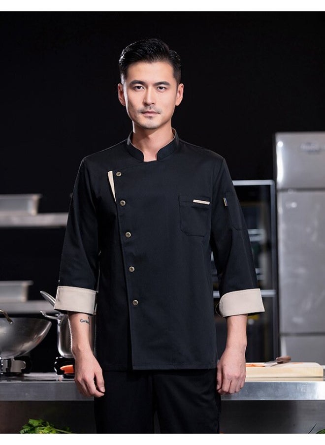 NIBEMINENT Hotel Restaurant Canteen Kitchen Breathable  Chef Uniform Long-sleeved for Men and Women Hotel Restaurant Canteen  - Image 1