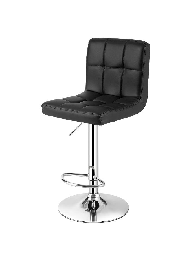 Bar Stools, Adjustable PU Leather Swivel Bar stools, Modern Counter Stools with Back and Footrest, Counter Height Bar stools for Bar, Kitchen and Dining Room(Black,YK-9109) - Image 1