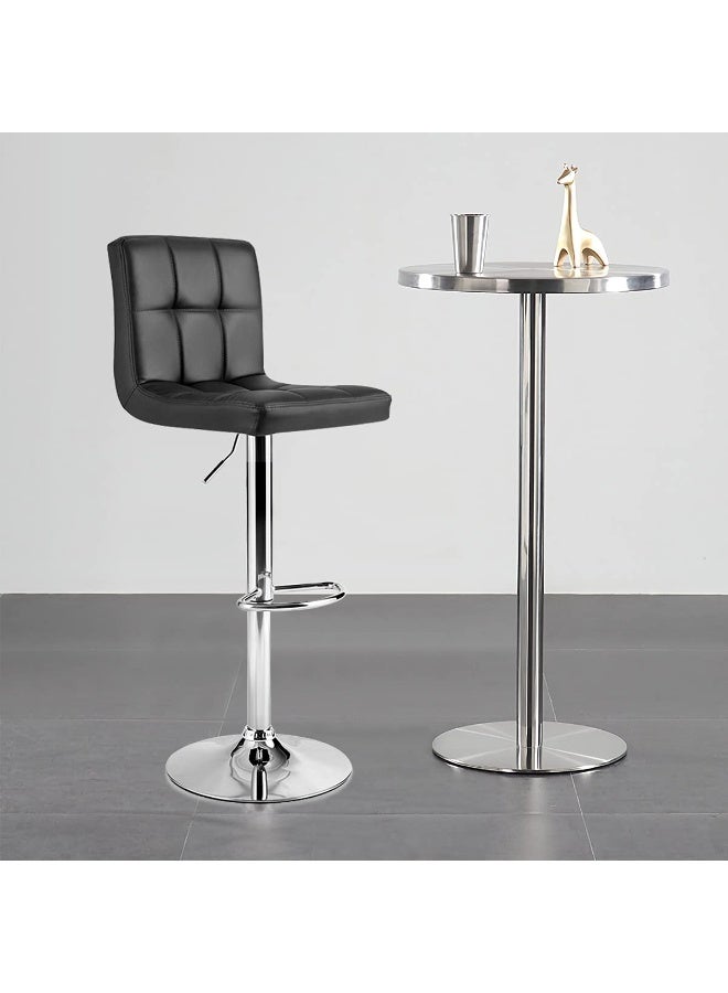 Bar Stools, Adjustable PU Leather Swivel Bar stools, Modern Counter Stools with Back and Footrest, Counter Height Bar stools for Bar, Kitchen and Dining Room(Black,YK-9109) - Image 2