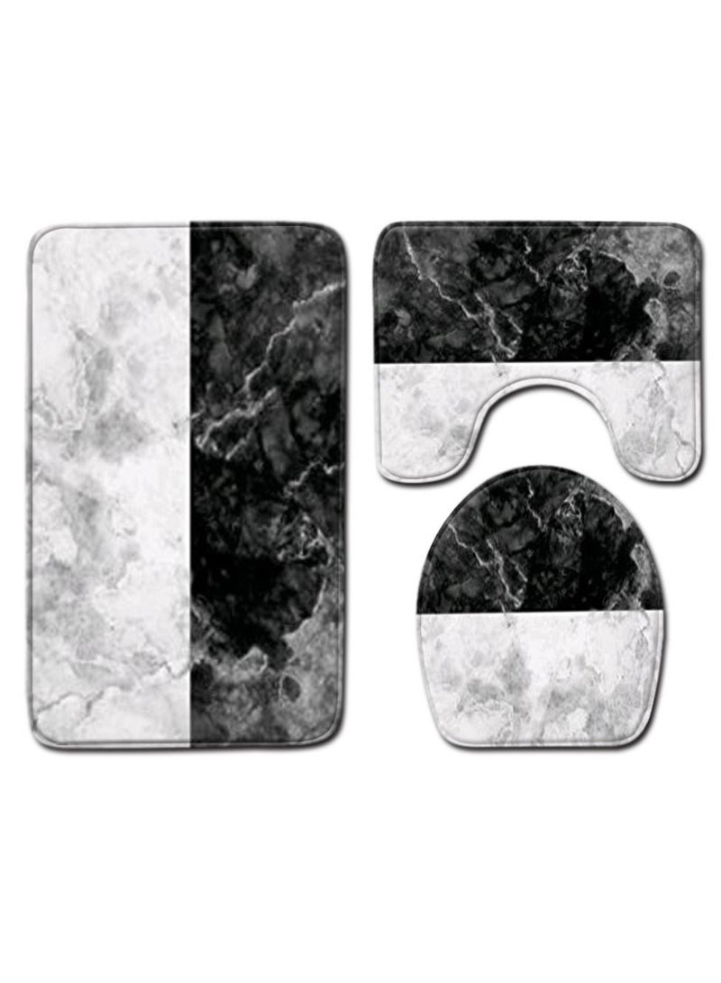 Bluejw Marble Bathroom Rug Set,3 Pieces Bath Mats Set For Bathroom,Vintage Style Non-Slip Washable Cover Floor Rug Decorations For Kitchen Bathroom Bedroom - Image 1