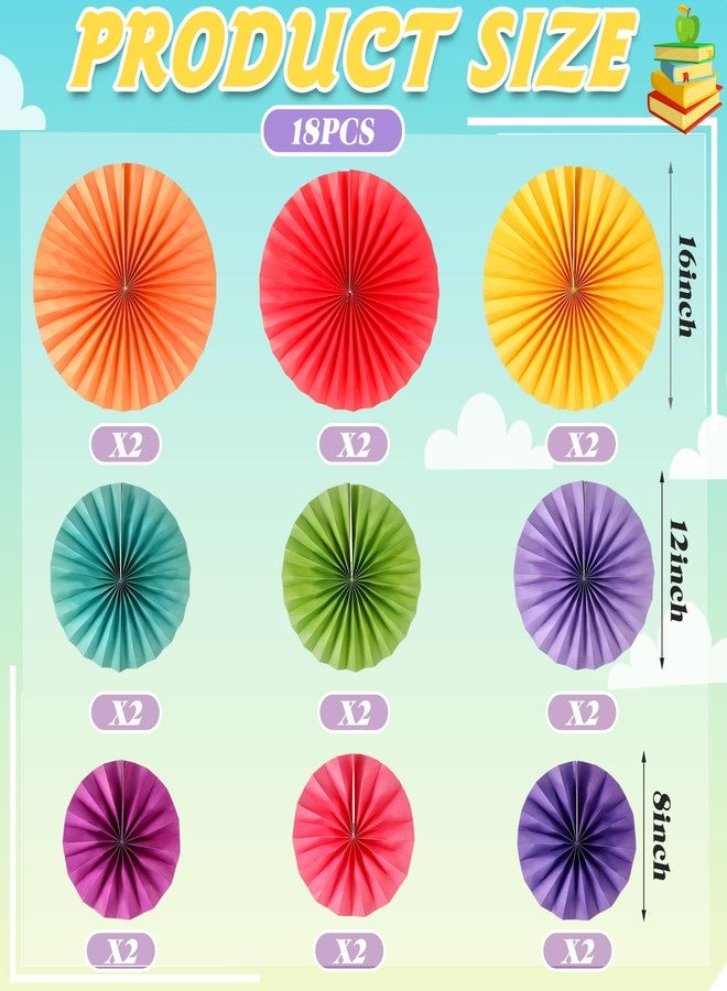 Weekgrat 18 Pcs Rainbow Hanging Paper Fans Decor Back to School Paper Fans Round Paper Garlands Bulletin Board Classroom Decorations for Party Supplies Classroom Decor - Image 3