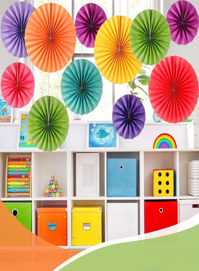 Weekgrat 18 Pcs Rainbow Hanging Paper Fans Decor Back to School Paper Fans Round Paper Garlands Bulletin Board Classroom Decorations for Party Supplies Classroom Decor - Image 2