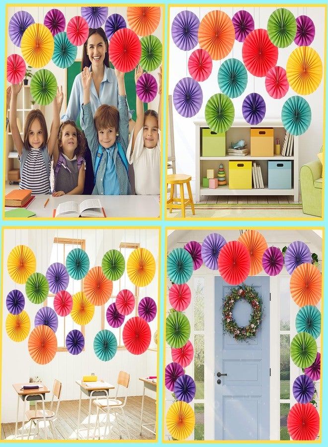 Weekgrat 18 Pcs Rainbow Hanging Paper Fans Decor Back to School Paper Fans Round Paper Garlands Bulletin Board Classroom Decorations for Party Supplies Classroom Decor - Image 4