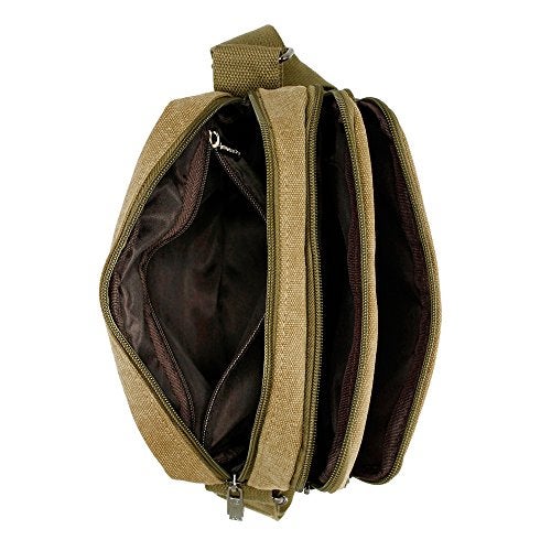 GEARONIC TM Men Vintage Crossbody Canvas Messenger Shoulder Bag Hiking Military Travel Satchel - Khaki - Image 5
