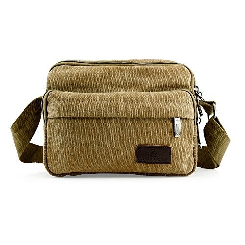 GEARONIC TM Men Vintage Crossbody Canvas Messenger Shoulder Bag Hiking Military Travel Satchel - Khaki - Image 3