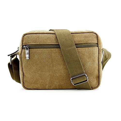 GEARONIC TM Men Vintage Crossbody Canvas Messenger Shoulder Bag Hiking Military Travel Satchel - Khaki - Image 4