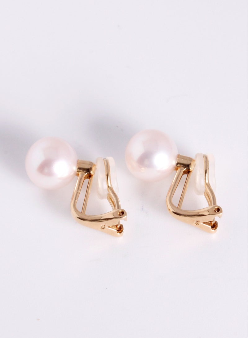 MIKURA Earrings, Freshwater Pearls, A Quality, White Color, 10.5-10.0MM, 18KY  - Image 2