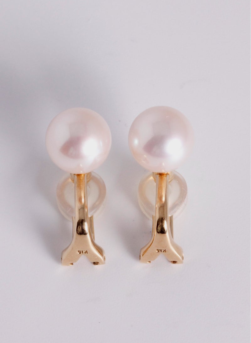 MIKURA Earrings, Freshwater Pearls, A Quality, White Color, 10.5-10.0MM, 18KY  - Image 3