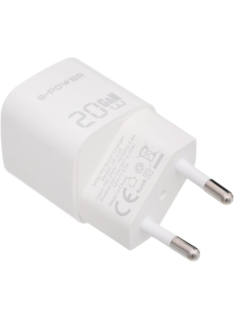 جي باور شاحن سريع G-Power GP-C25 بقوة 20 واط بمنفذ USB-C واحد، متوافق مع أجهزة iPhone 16/14/14 Plus/14 Pro/14 Pro Max/13، وSamsung، وXiaomi، وPixel 4/3، وiPad - أخضر - Image 3