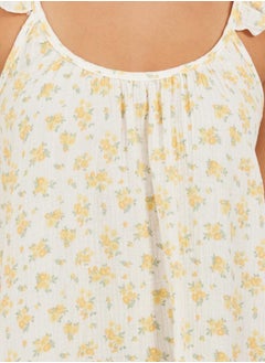 Styli COTTON GAUZE DITSY FLORAL PRINT RUFFLE SLEEVE and HEM SLIPDRESS - KNEE  - Image 3