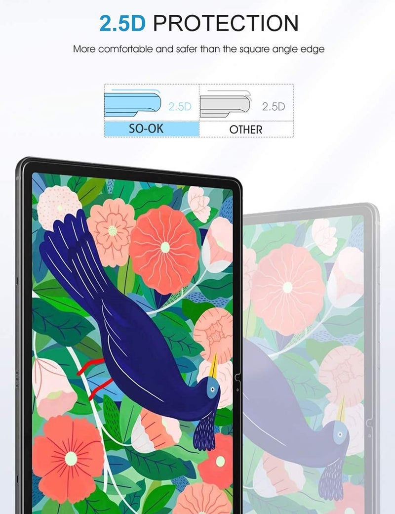 WTECH (2 Pack) 9H Hardness 0.2mm Thin 2.5D Rounded Edge Anti-Explosion Anti-Fingerprint Scratch Resistance Premium Tempered HD Glass Transparent Screen Protector for Samsung Galaxy Tab S7+ / S7 Plus - Image 4