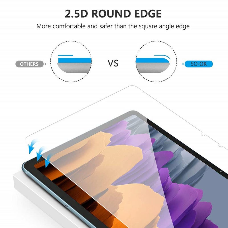 WTECH (2 Pack) 9H Hardness 0.2mm Thin 2.5D Rounded Edge Anti-Explosion Anti-Fingerprint Scratch Resistance Premium Tempered HD Glass Transparent Screen Protector for Samsung Galaxy Tab S7+ / S7 Plus - Image 3