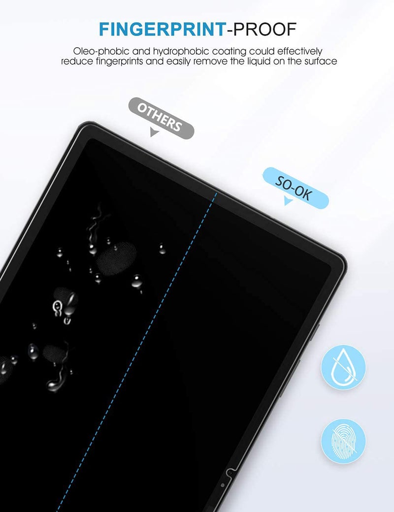 WTECH (2 Pack) 9H Hardness 0.2mm Thin 2.5D Rounded Edge Anti-Explosion Anti-Fingerprint Scratch Resistance Premium Tempered HD Glass Transparent Screen Protector for Samsung Galaxy Tab S7+ / S7 Plus - Image 5