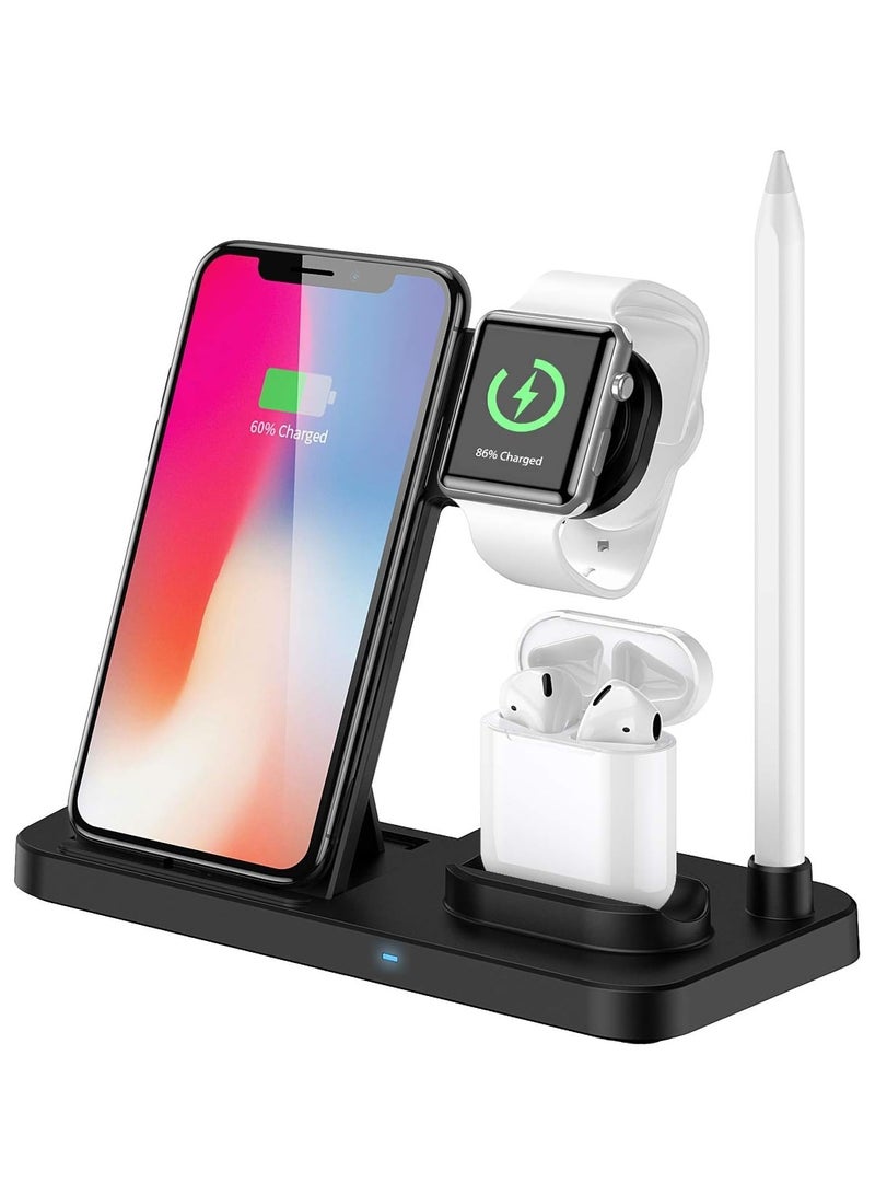 Wireless Charger, 4 in 1 Fast Wireless Charging Station phon Watch, Pencil Charging Dock - Image 1