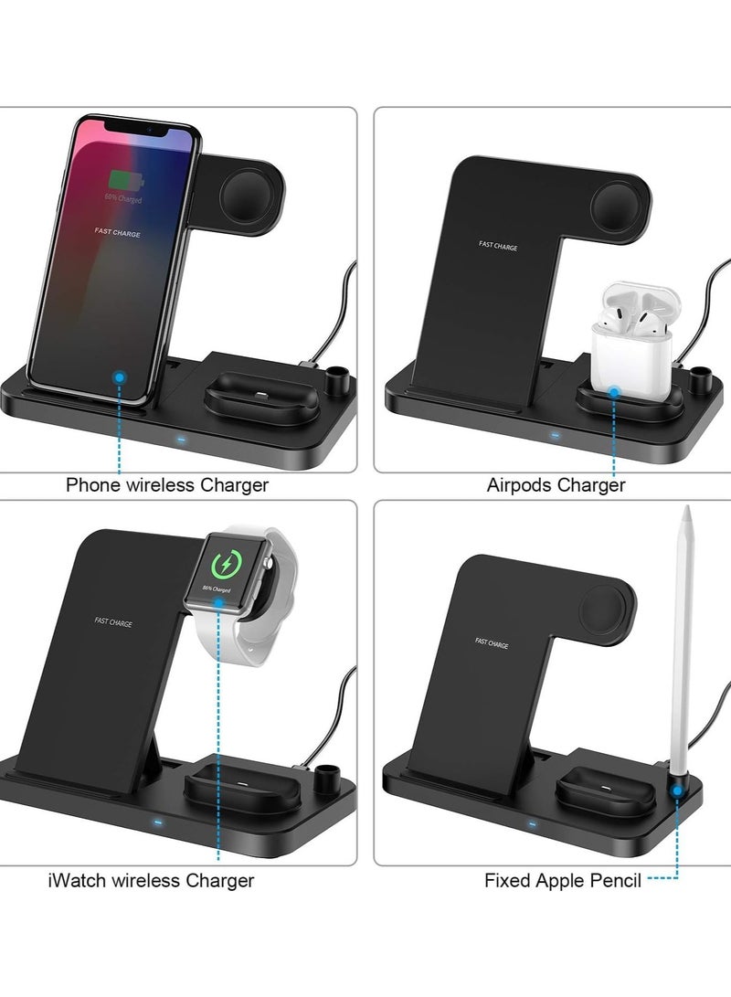 Wireless Charger, 4 in 1 Fast Wireless Charging Station phon Watch, Pencil Charging Dock - Image 4