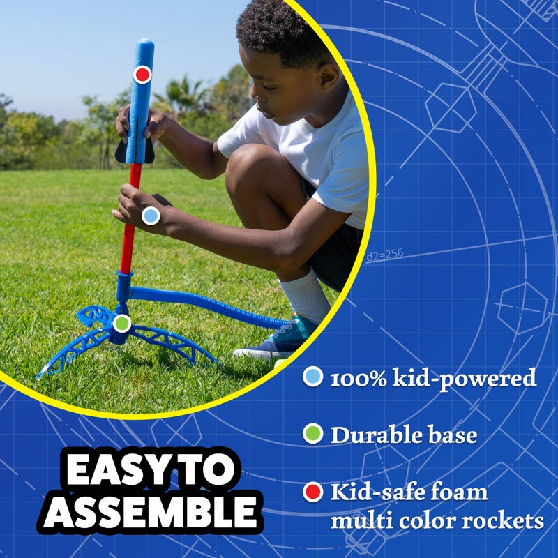 Stomp Rocket Jr Multi-Color Rocket Launcher for Kids, 8 Rockets - Fun Outdoor Kids Gifts for Boys & Girls - STEM Toy Foam Blaster Set Soars Up to 100 Feet - Ages 3 & Up - Image 5