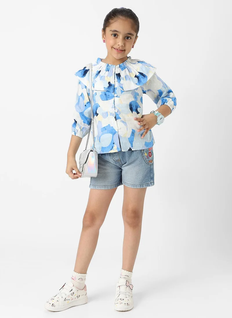 Nautinati Nautinati Girls Cotton Swiss Dot Top With Stylised Neckline