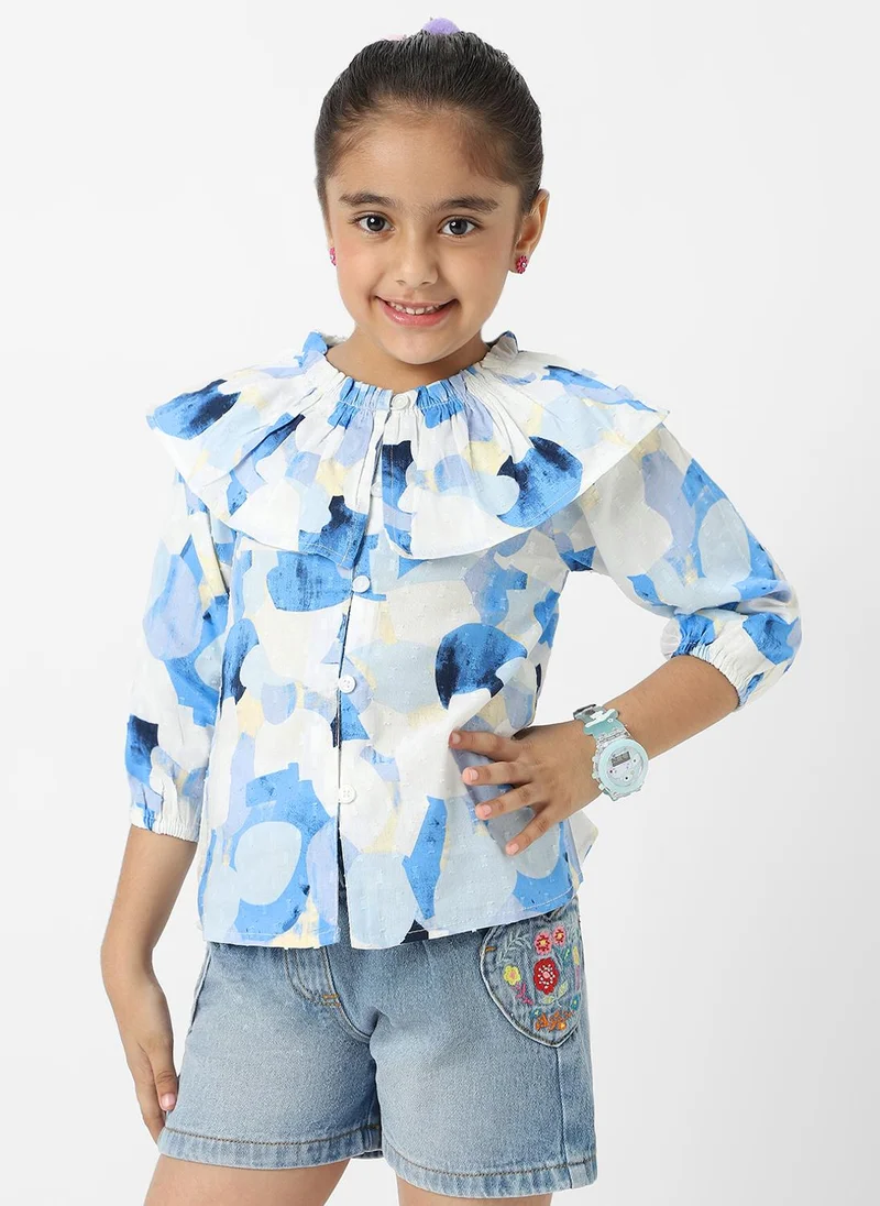 Nautinati Nautinati Girls Cotton Swiss Dot Top With Stylised Neckline