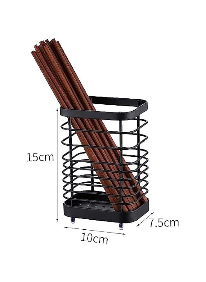 HOOKOR Kitchen Utensil Holder,Stainless Steel Utensil Holder Countertop,Cutlery Drainer for Kitchen Utensil,Utensil Organizer for Silverware,Flatware,Knives in Kitchen,Bedroom,Living Room (Black)  - Image 2