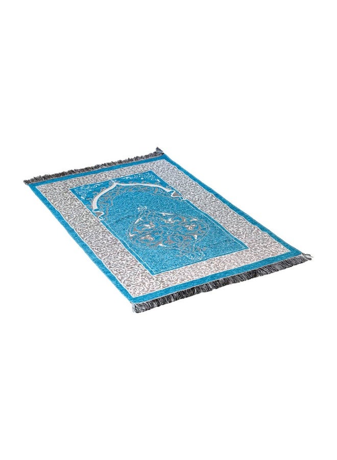 SUNDUS Natural cotton prayer rug with a stylish, lightweight travel case and prayer beads, perfect for home and travel, and a distinctive, elegant gift in blue. - Image 2