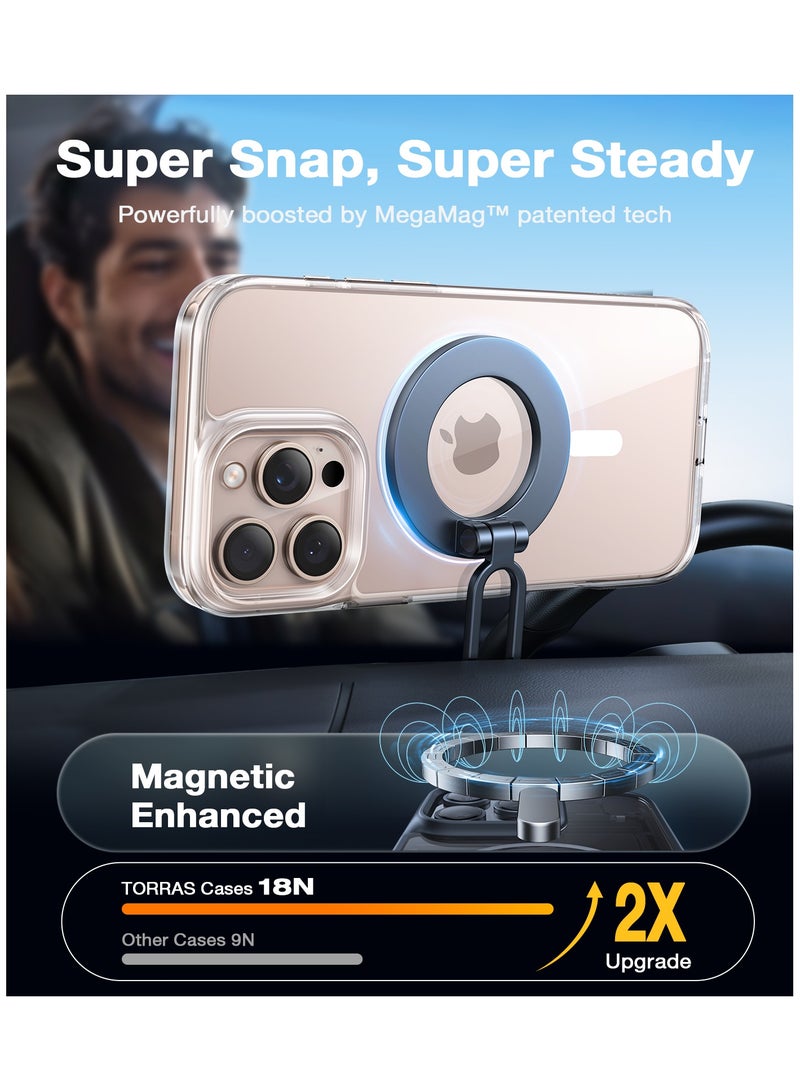 TORRAS Magnetic Shockproof for iPhone 16 Pro Max Case, [Compatible with MagSafe][Mil-Grade Drop Tested] Translucent Slim Protective Case for iPhone 16 Pro Max Anti-Fingerprint Anti-Scratch, Clear Clear - Image 5