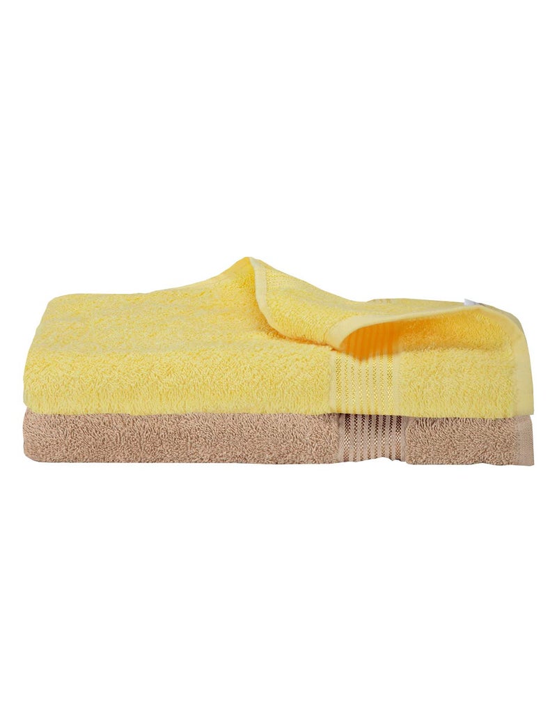 KOPA by Bianca 400 GSM 100% Cotton Soft Terry Towel l 2pc Bath Towel l Towel for Bath l Cotton Bath Towel l D`Ross l Yellow-Taupe - Image 1