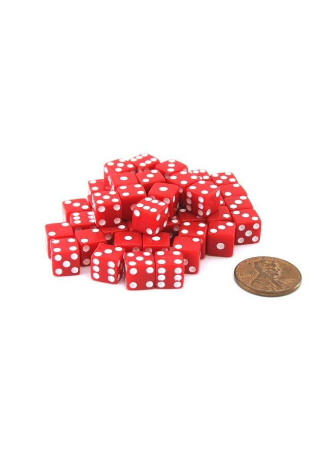 Koplow Games مجموعة من 50 نرد مربع الحواف 8 مم سداسي D6 أحمر مع نقاط بيضاء - Image 1