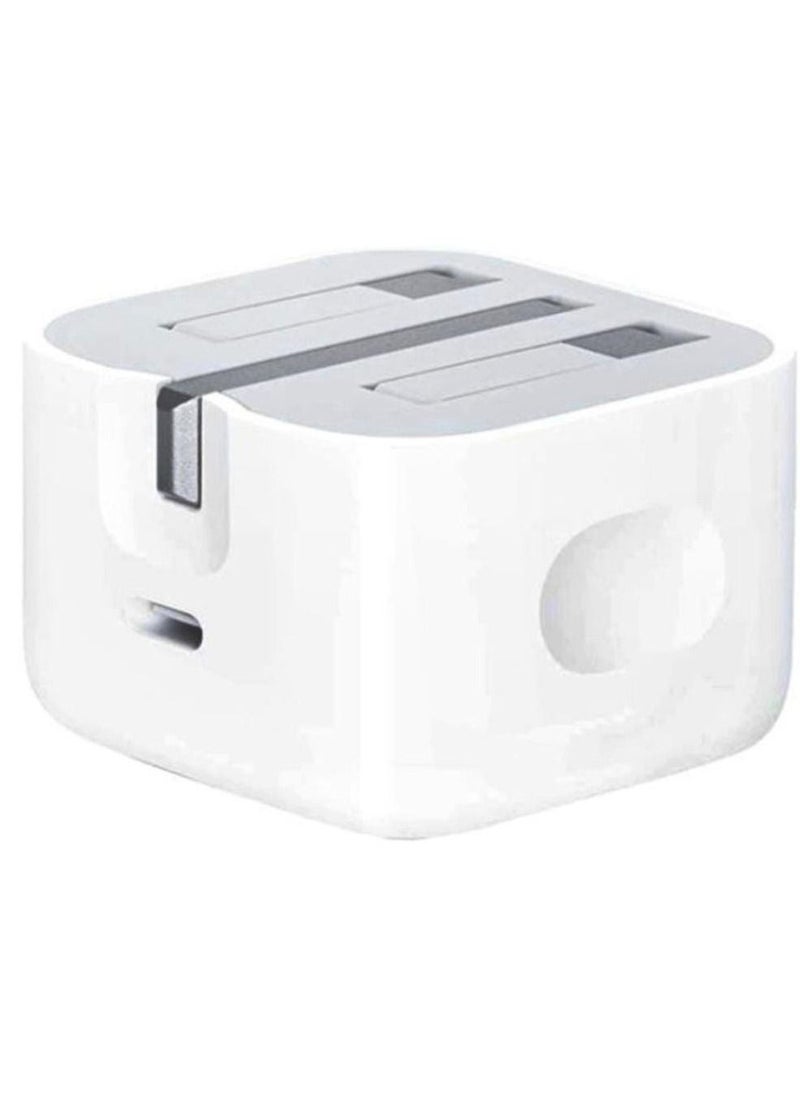 White Wall Plug with Type C Port Compatible with iPhone 14/15/16 and Samsung Galaxy S24/S25