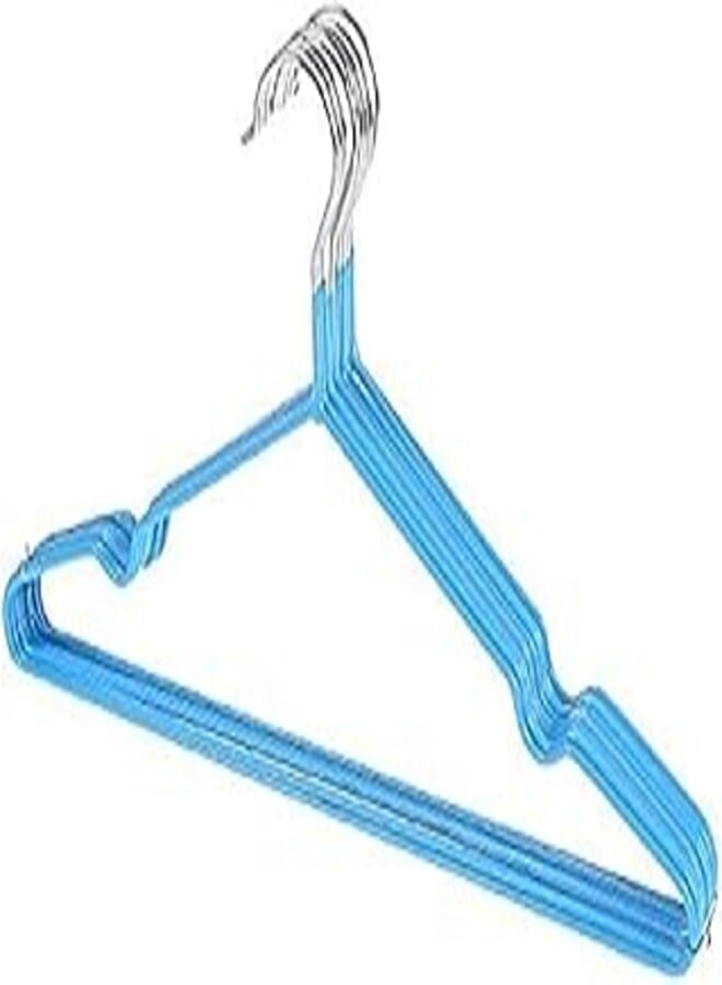 Iknow non-slip metal adult shirt trouser coat hook hanger sky blue - 10 pieces 
