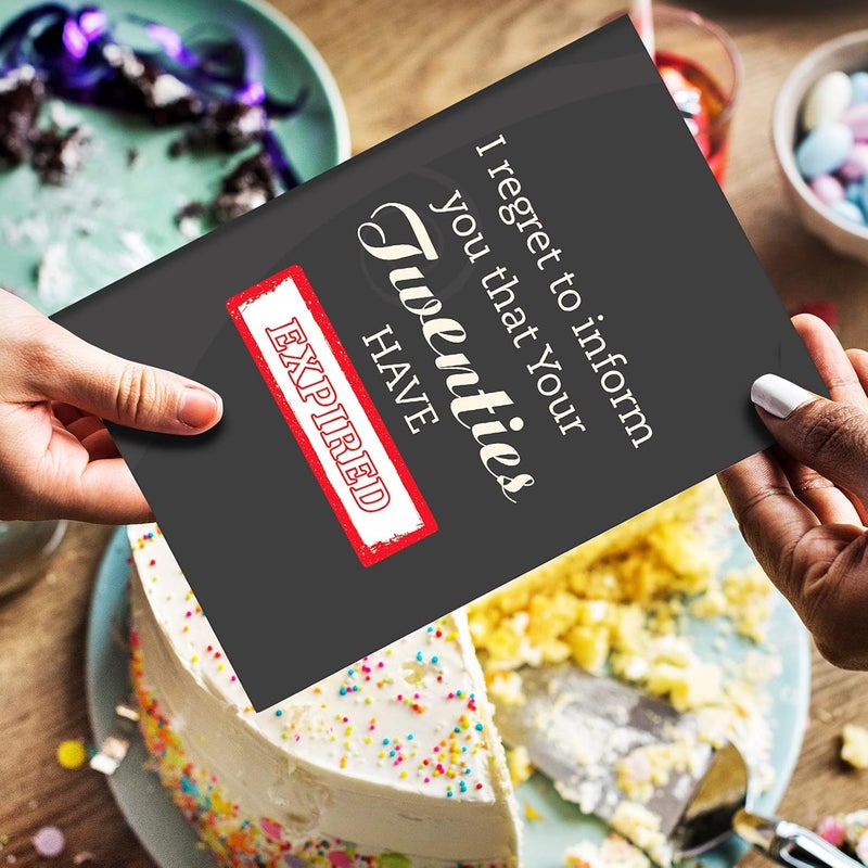 Zonon 2 Pieces Funny 30th Birthday Card for Men or Women Birthday Card with Envelope Joke Birthday Greeting Card Your Twenties Have Expired Card for Son, Daughter, Dad, Mom, Brothers(Suitable for 30th) - Image 2