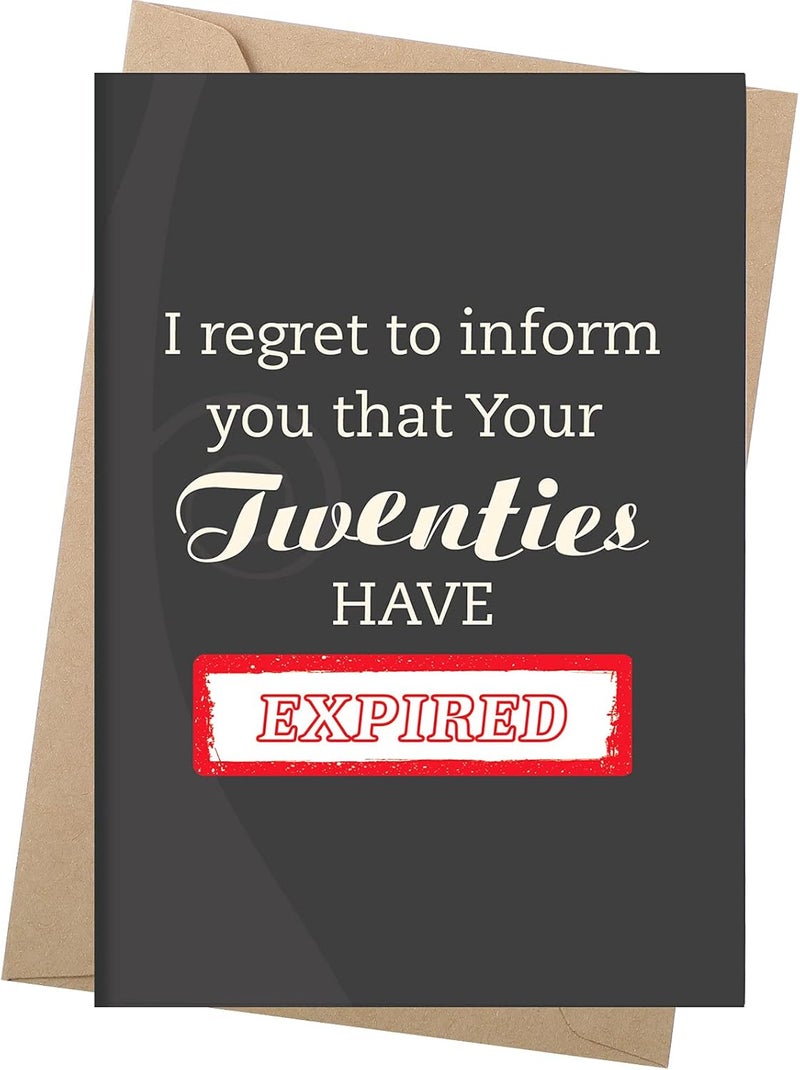 Zonon 2 Pieces Funny 30th Birthday Card for Men or Women Birthday Card with Envelope Joke Birthday Greeting Card Your Twenties Have Expired Card for Son, Daughter, Dad, Mom, Brothers(Suitable for 30th) - Image 1