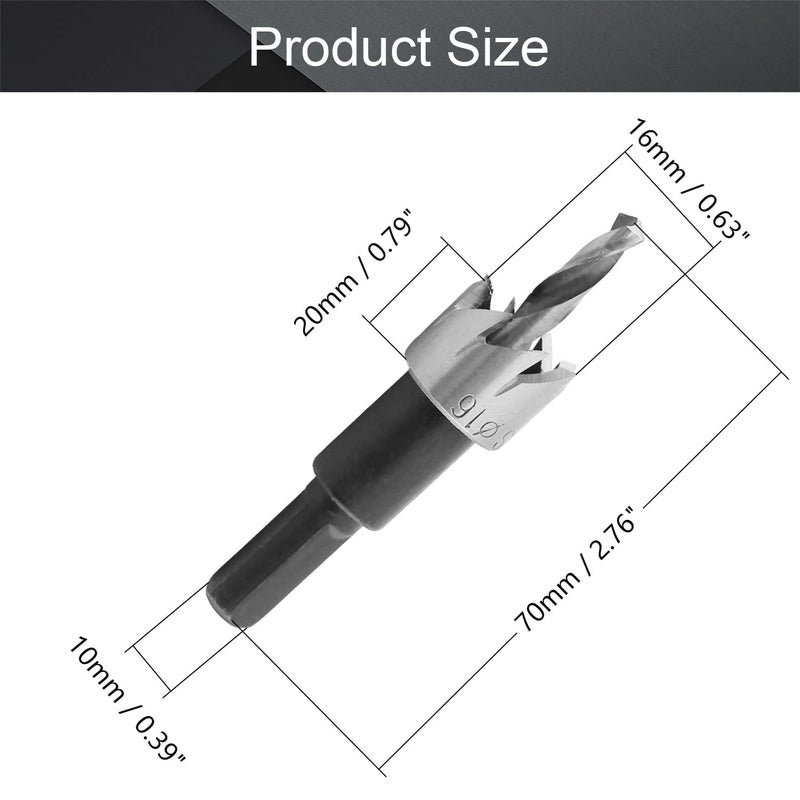 Othmro Utoolmart 16mm Black HSS Drill Bit Hole Saw Cutter 70mm Length for Metal Alloy Wood 1pcs - Image 2