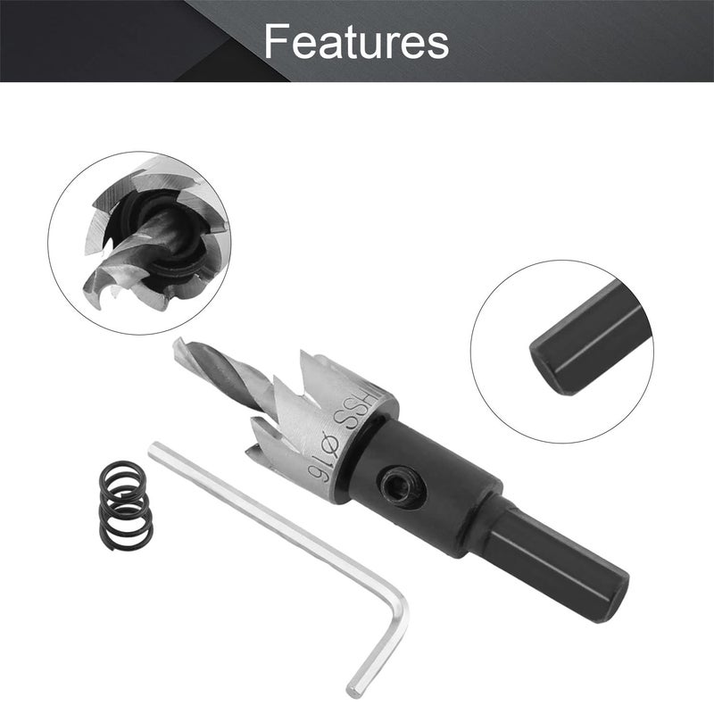 Othmro Utoolmart 16mm Black HSS Drill Bit Hole Saw Cutter 70mm Length for Metal Alloy Wood 1pcs - Image 3
